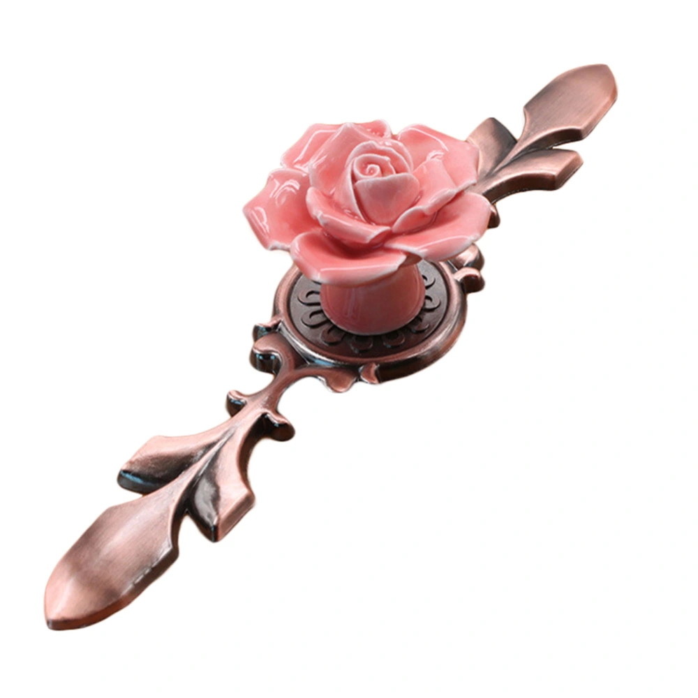 Rose Ceramic Alloy Base Door Knob Drawer Cupboard Wardrobe Furniture Pull Handle #6