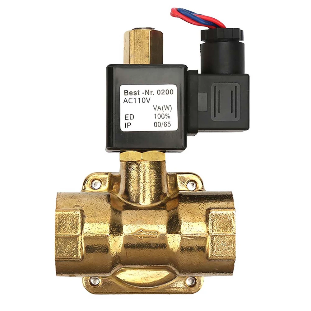 G1" Normally Open Brass Electric Solenoid Valve for Water Air 0-1.6Mpa 232psi (AC110V)