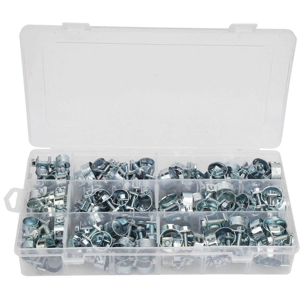 135PCS Zinc Plated Mini Fuel Hose Clamps Line Tube Pipe Clips 8-18mm