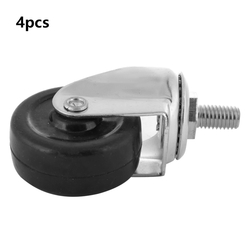 4pcs 2 Inch Swivel Caster Rubber Threaded Stem Roller Wheel for Trolley Furniture