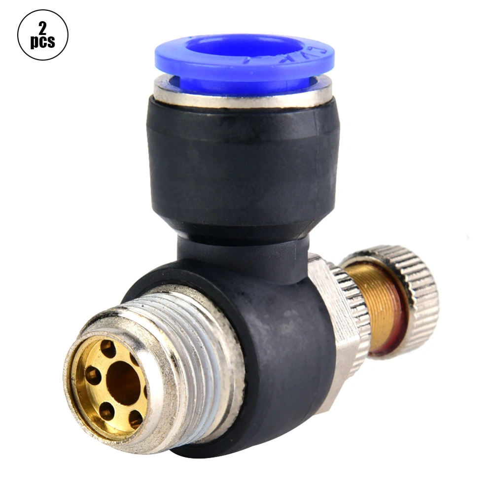 2pcs Tube Air Flow Speed Controller Pipe Pneumatic Fitting Regulator Valve(SL12-03)