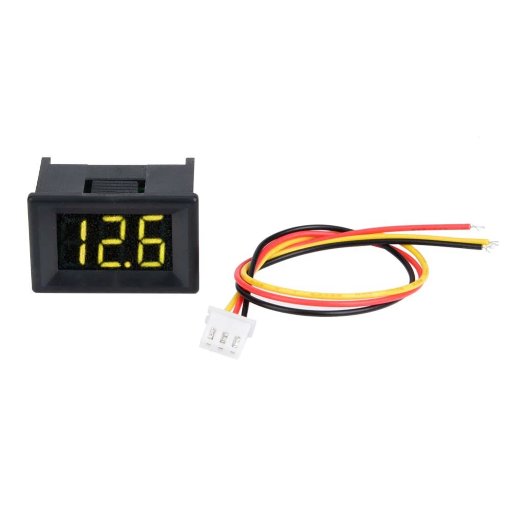 Digital Voltmeter 0.36inch Three Wire DC 0-100V LED Display Voltage Meter Waterproof (Yellow)