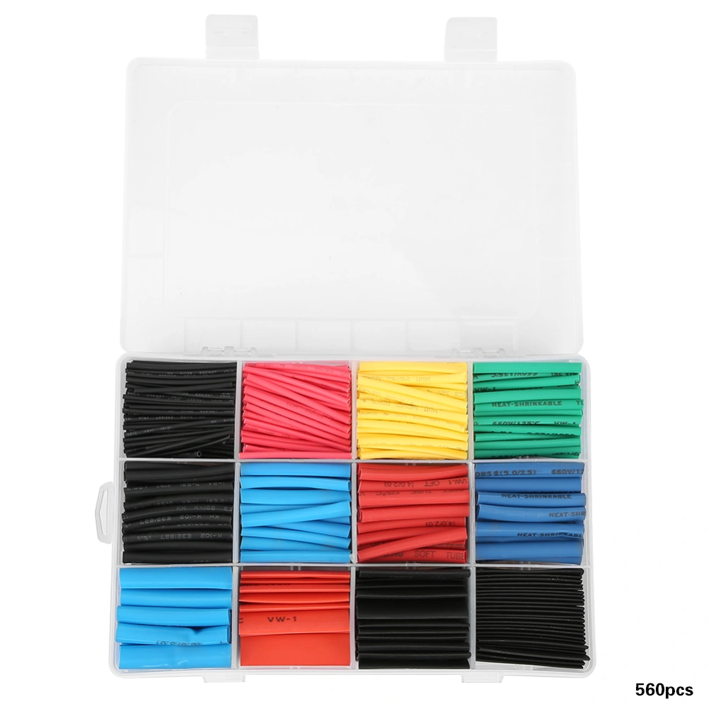 560pcs Mixed Colored Heat Shrink Tubing Wrap Cable Sleeve Shrinkable Tube