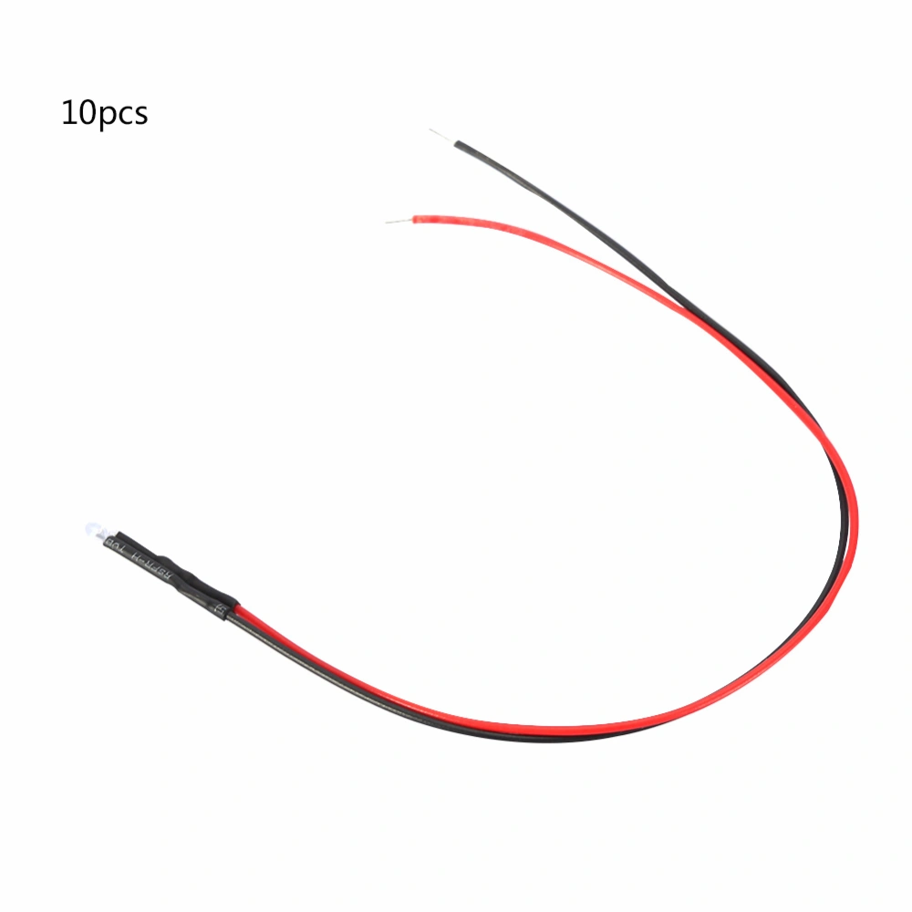 10pcs 12v 3mm LED Light emitting Diode Wired Multicolor LED Light Cable 20cm 0.06W(Red)