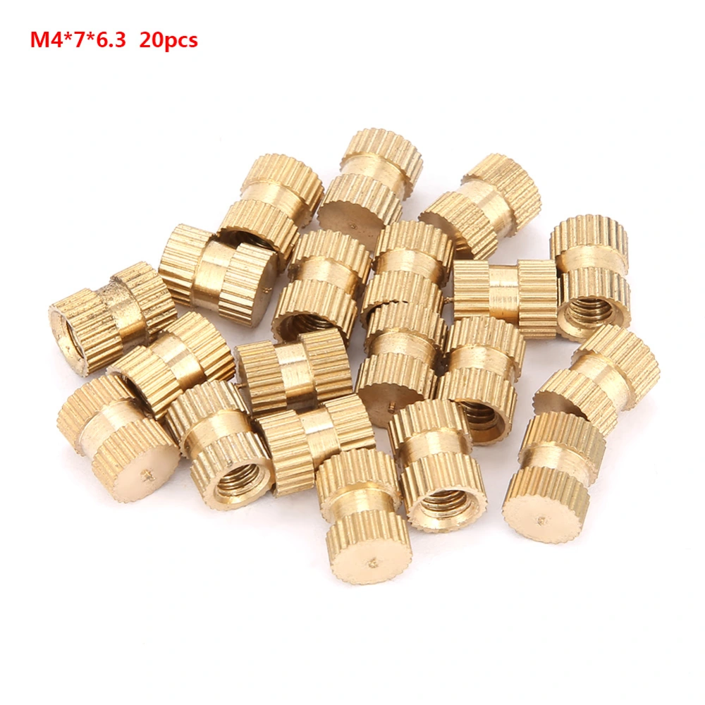 M4 Blind Hole Single Pass Brass Insert Embedded Knurled Nut (M4*7*6.3 20pcs)