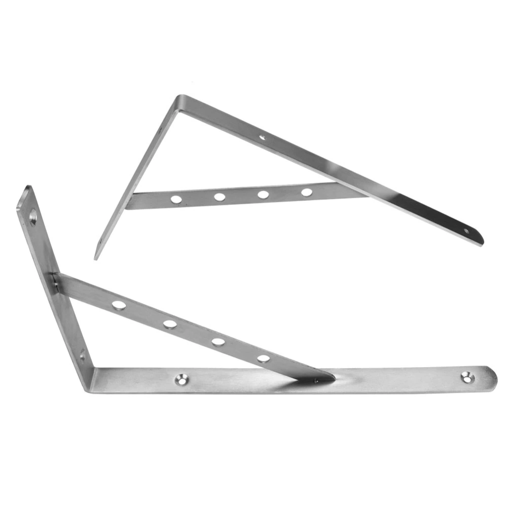 2Pcs Stainless Steel Triangle Bracket Wall Mounted Shelf Bookcase Support (14")