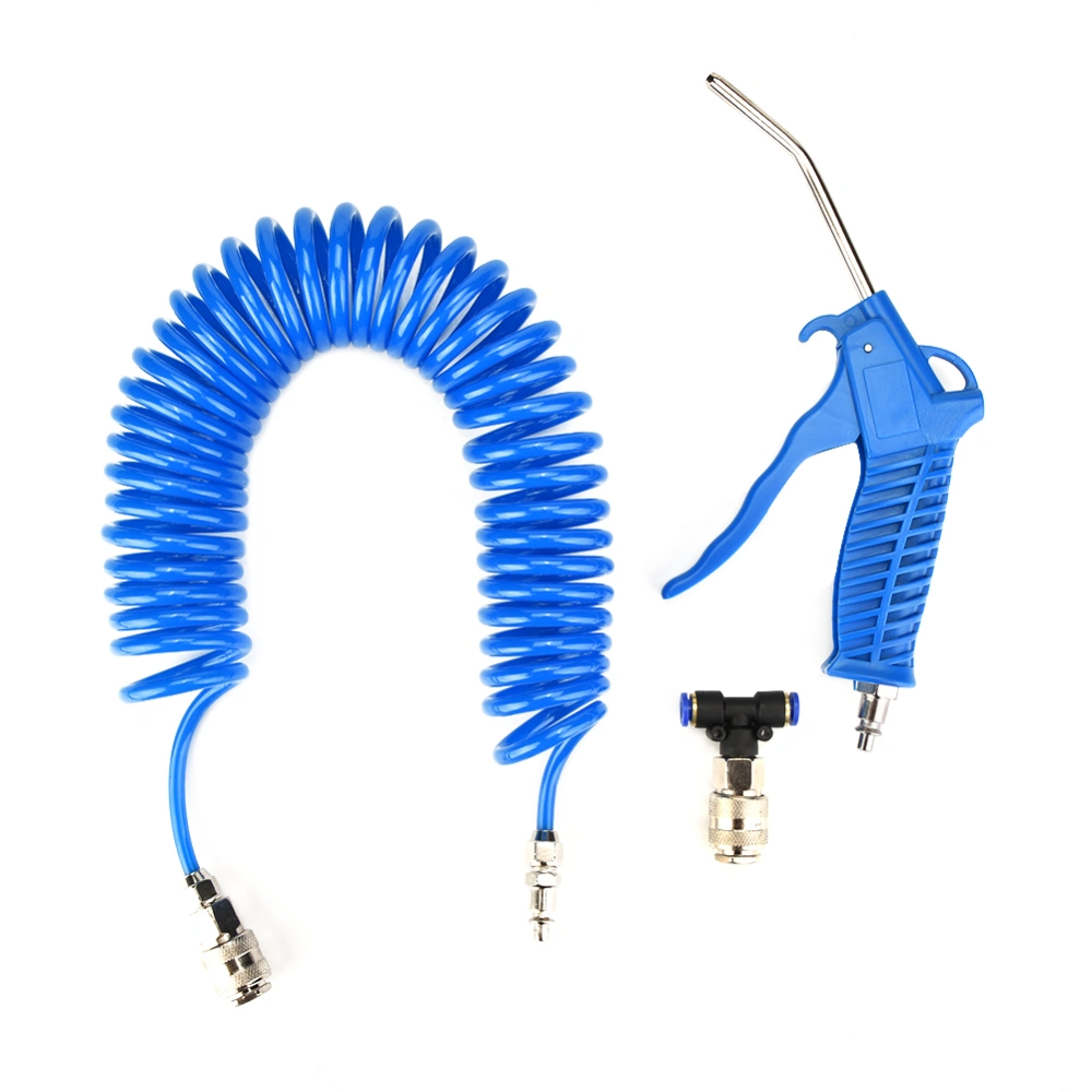 Blue Air Duster Gun Pneumatic Wind Blowing Kit Set with EU Connector PU Hose