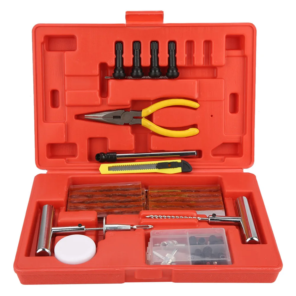 73Pcs Tire Repair Kit Tyre Repairing Tool Set for Automobiles Motorcycles with Box