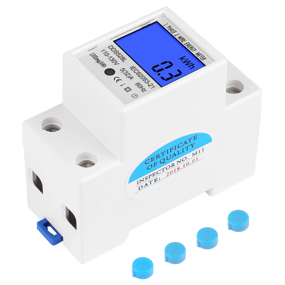 5‑32A 110‑130V 60Hz LCD Backlight Single Phase Energy KWh Meter DIN Rail Mounting