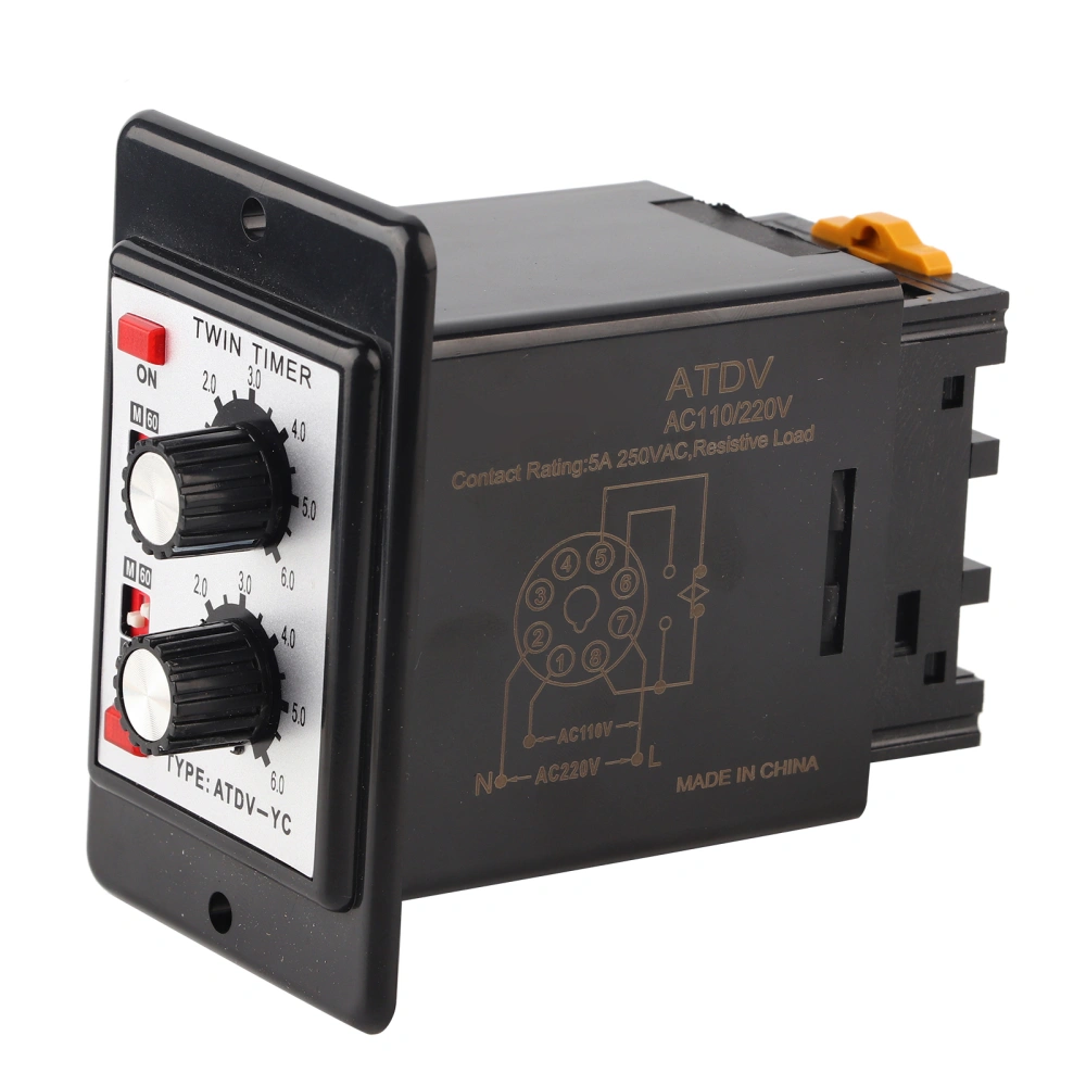 On Off Twin Timer Relay Knob Control Time Switch ATDV-YC 6S-60M (AC 110/)