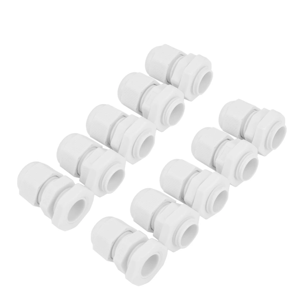 10PCS/set IP68 Waterproof White Nylon Plastic Cable Gland Connector (PG9)