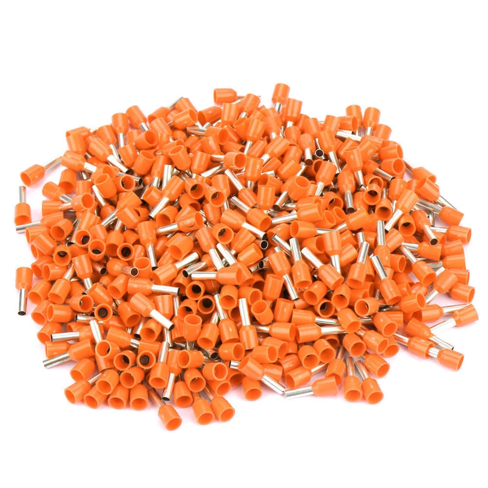 500pcs/set E2508 Cold Pressed Terminal Tubes Insulated Terminals Cable Connector(orange)