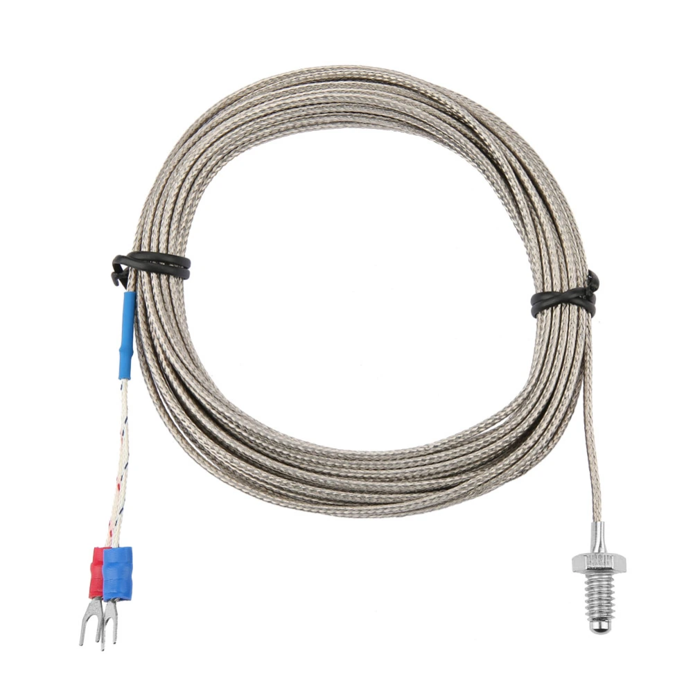 4M Length M6 BSW Screw Thread Temperature Measuring Probe K Type Thermocouple Cable