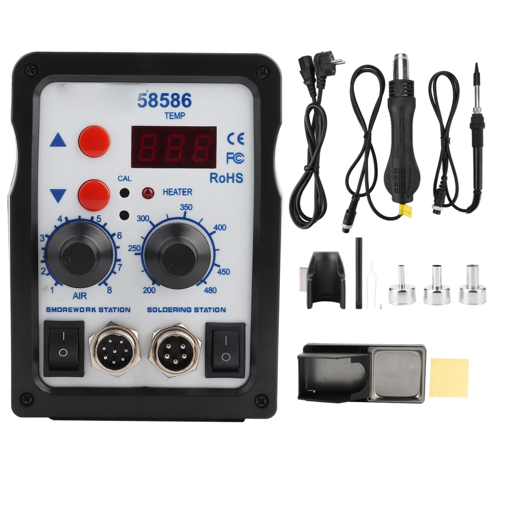 8586 2 in 1 SMD Rework Station with Hot Air Gun &amp; Soldering Iron for Phone Repair