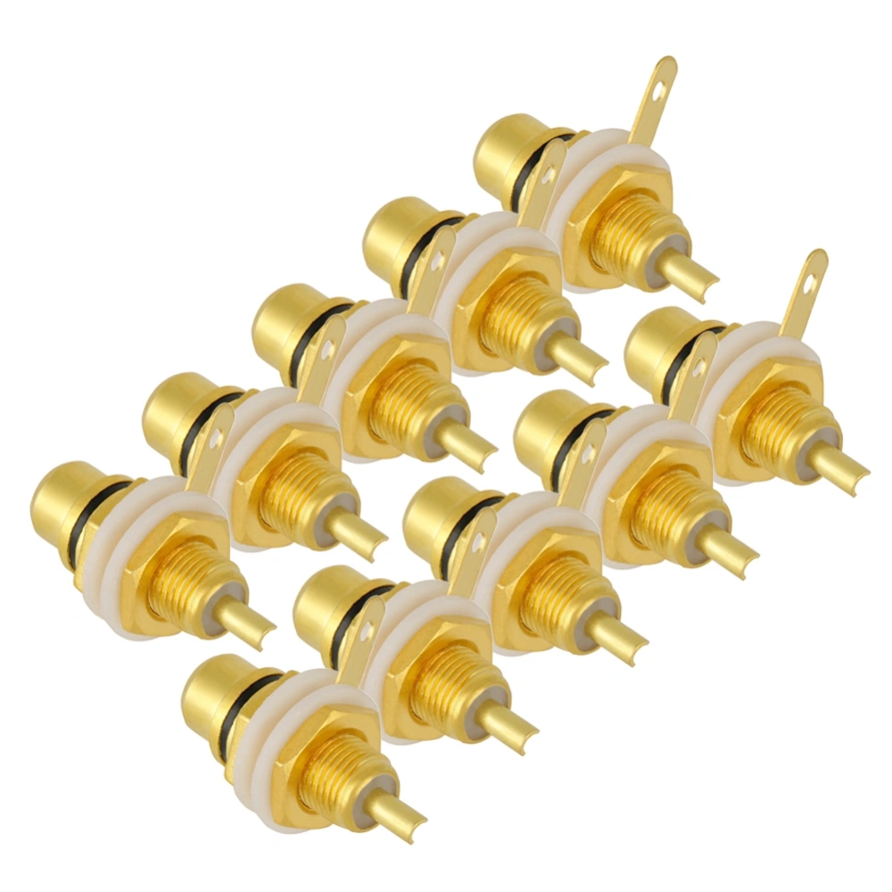 10pcs Gold Plated RCA Jack Terminal Female Socket HIFI Audio Connector (Black)