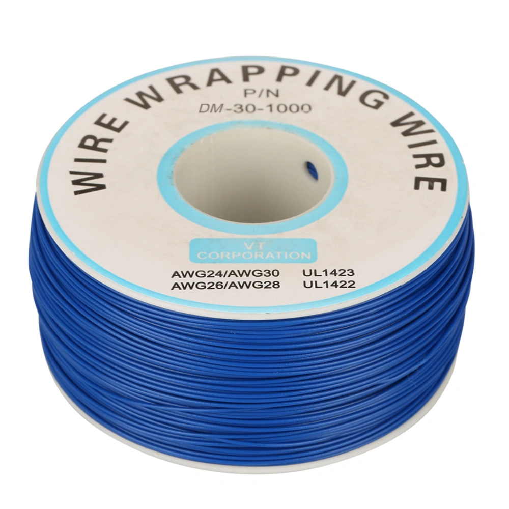 1Roll WiRe Wrapping Single Copper Wire Strand 30AWG Cable 0.25mm Core Diameter (Blue)