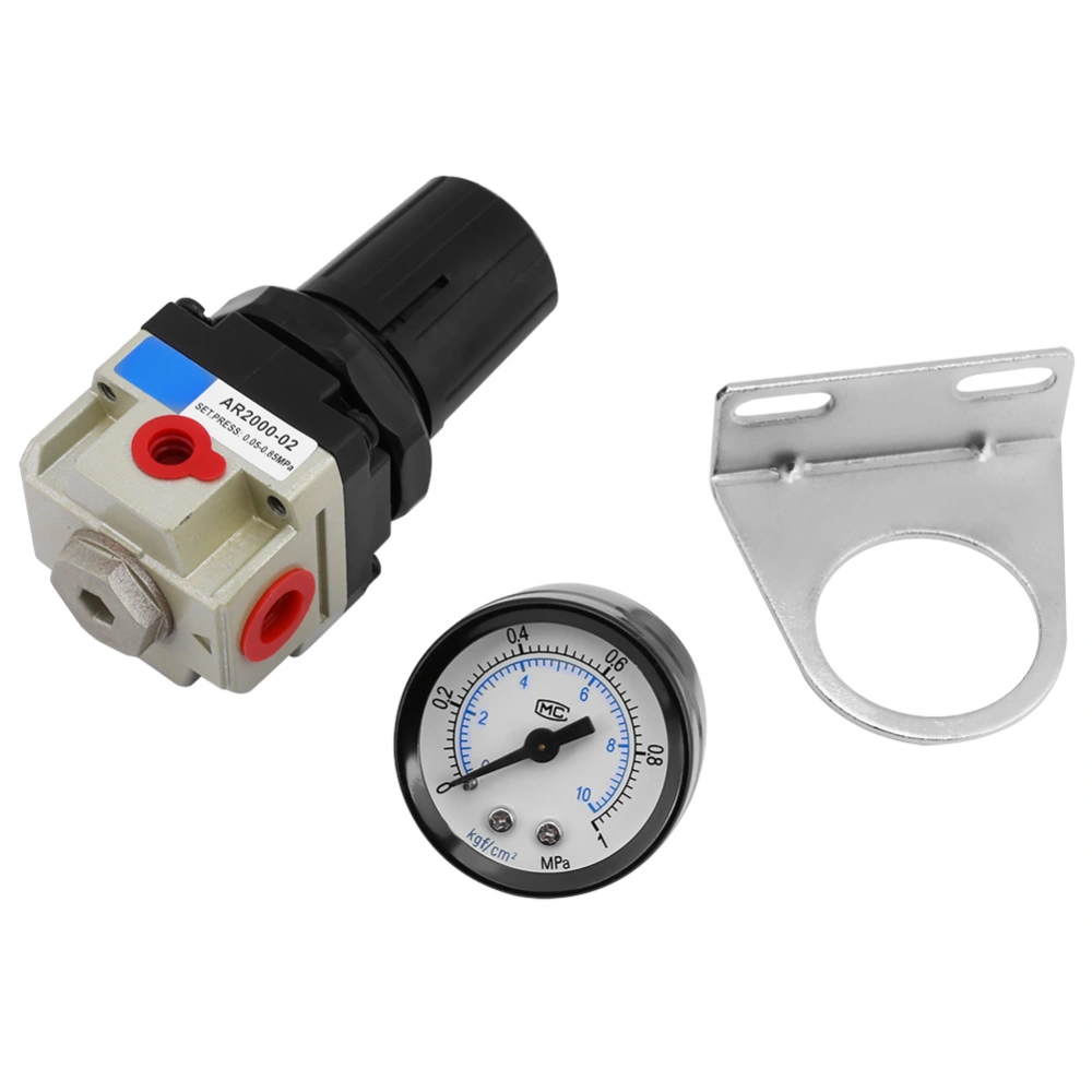 AR2000-02 G1/4 Air Source Gas Treatment Unit Filter Pressure Regulator With Gauge