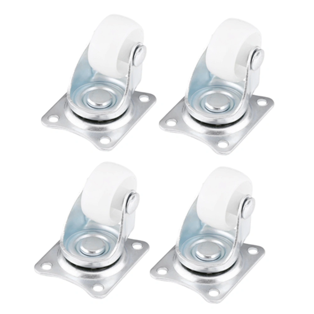 4pcs Universal Swivel Casters 1" Wheels White Roller Wheel For Furniture Trolley Chair