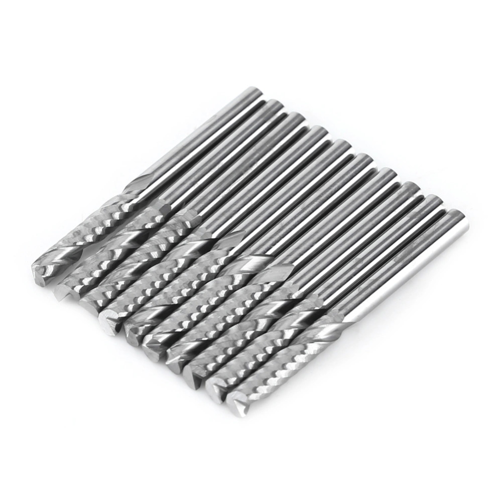 10pcs 3.175*15MM Single Flute Tungsten Carbide End Mills CNC Bits for Wood Acrylic Cutting