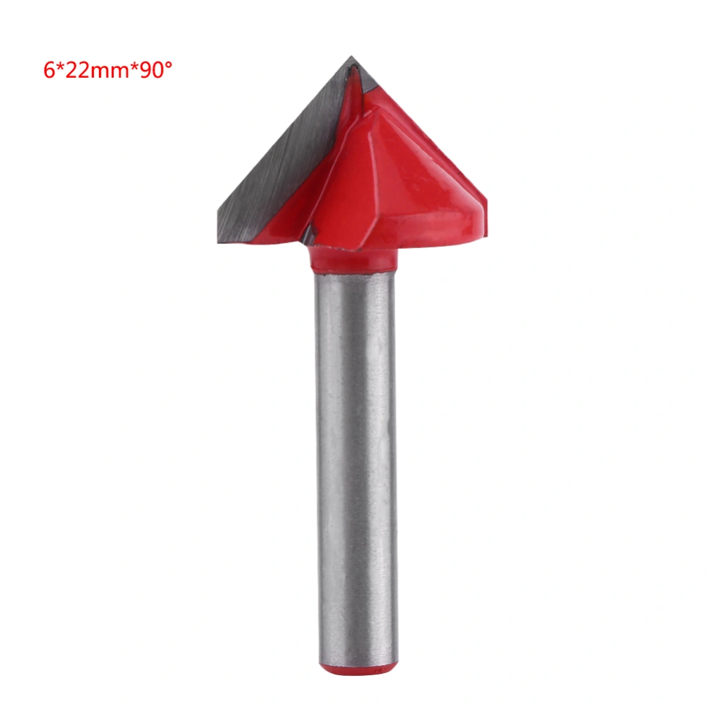 Tungsten Steel Woodworking CNC Router Bit of Sharpness VGroove Cutting Tool 6mm Shaft (6*22mm*90°)