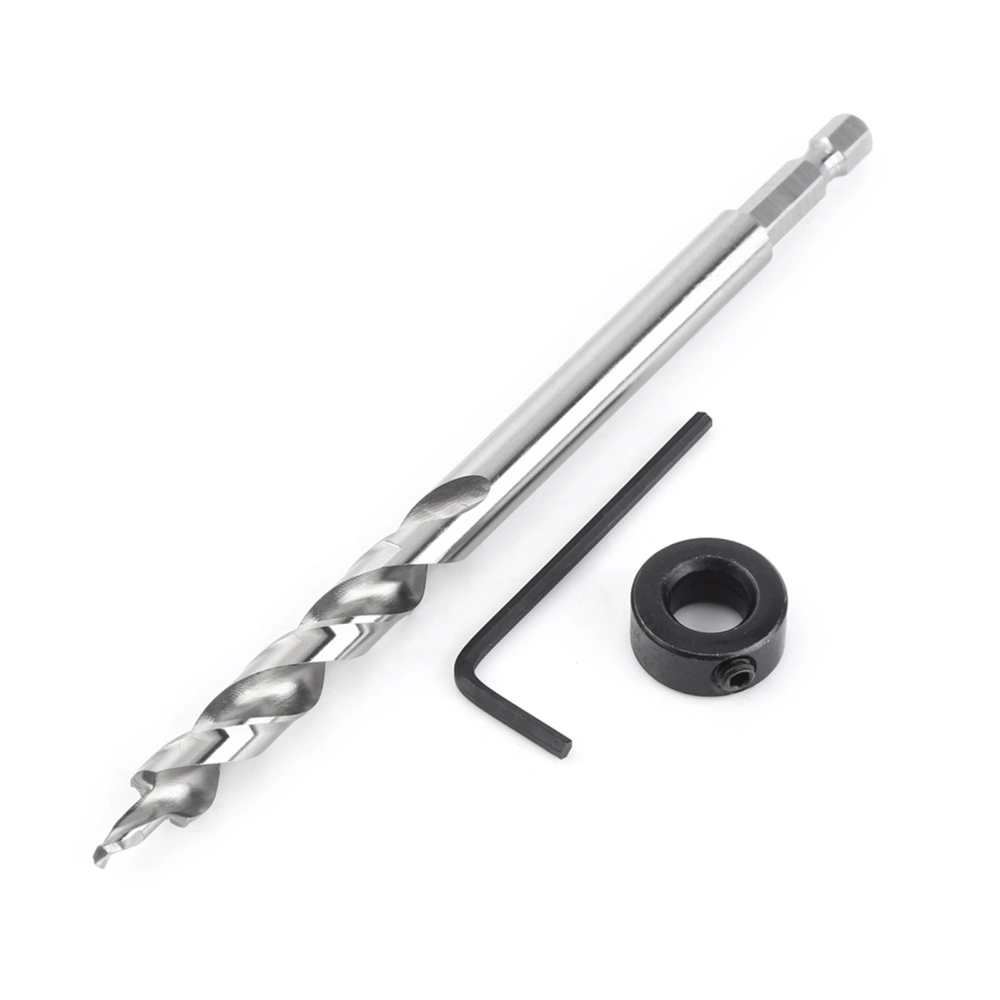 3/8" Inch Lip And Spur Point Drill Bit with Adjustable Depth Stop for Woodworking