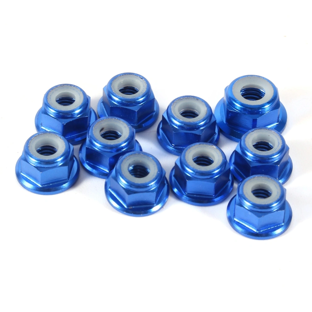 10Pcs M4 Nylon Insert SelfLock Aluminum Nuts Hex Lock Nut Royal Blue