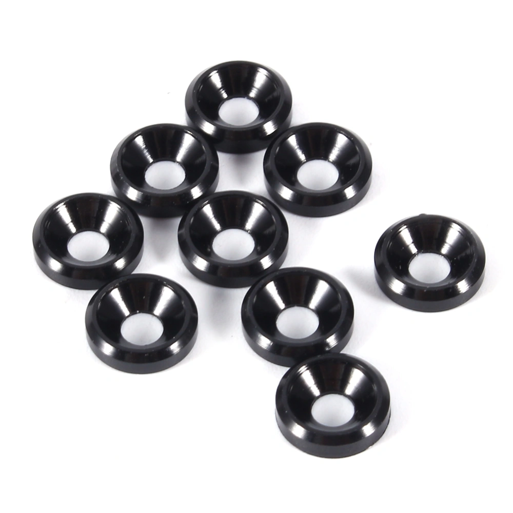 10Pcs M3 Anodized Countersunk Head Washers Gasket Aluminum Alloy Black