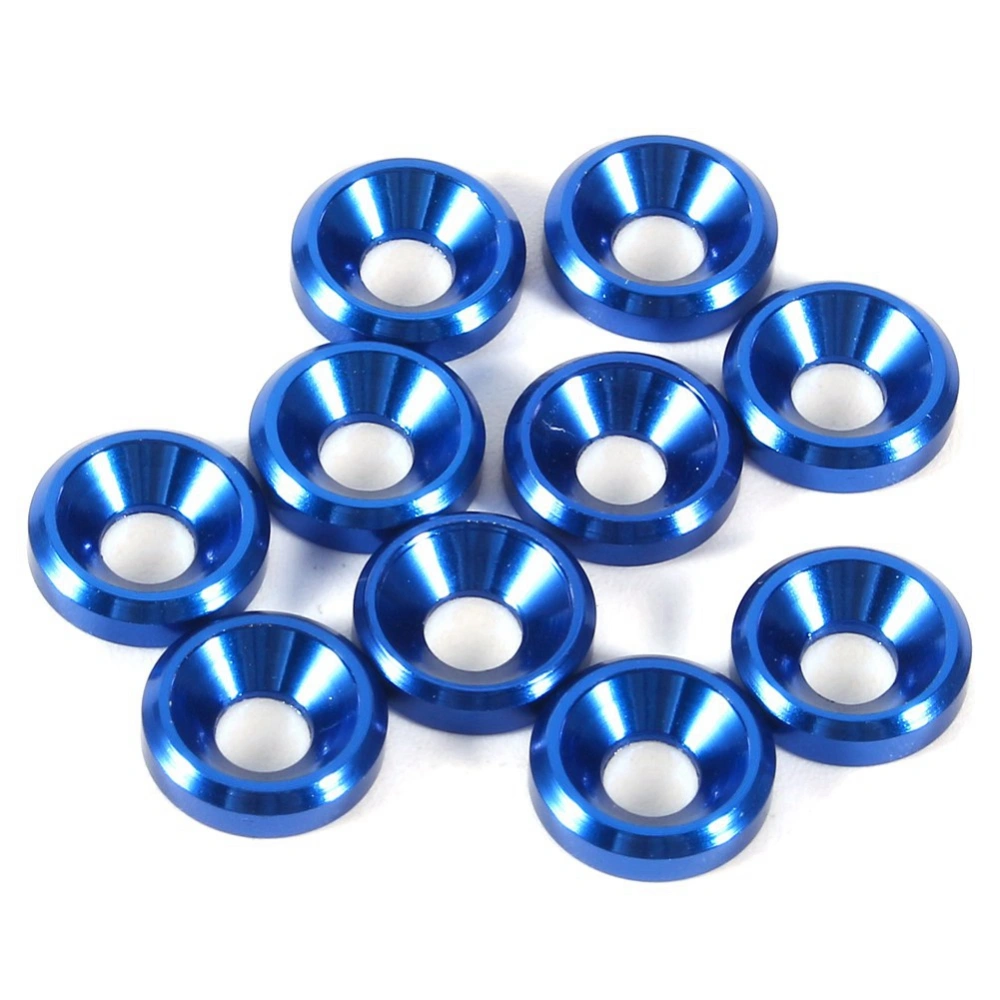 10Pcs M3 Anodized Countersunk Head Washers Gasket Aluminum Alloy Royal Blue