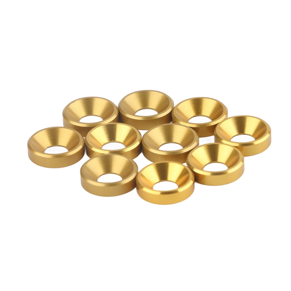 10Pcs M4 Anodized Countersunk Head Washers Gasket Aluminum Alloy Gold