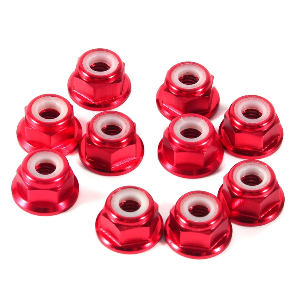 10Pcs M4 Nylon Insert SelfLock Aluminum Nuts Hex Lock Nut Dark Red