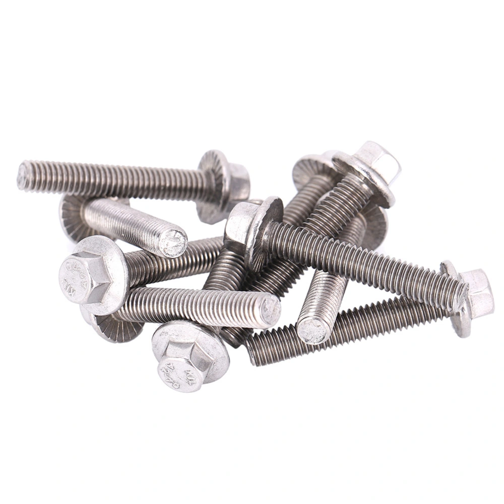 10pcs M6 Stainless Steel SS304 Hex Flange Screws Cap Washer Head Bolts Fastener