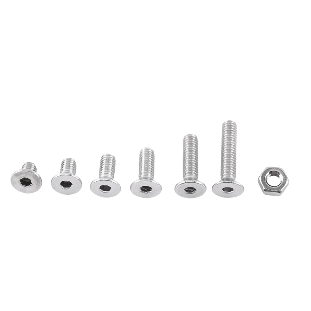 M4 A2 Stainless Steel Hex Socket Screws Bolt With Hex Nuts Assortted Set(Flat head)