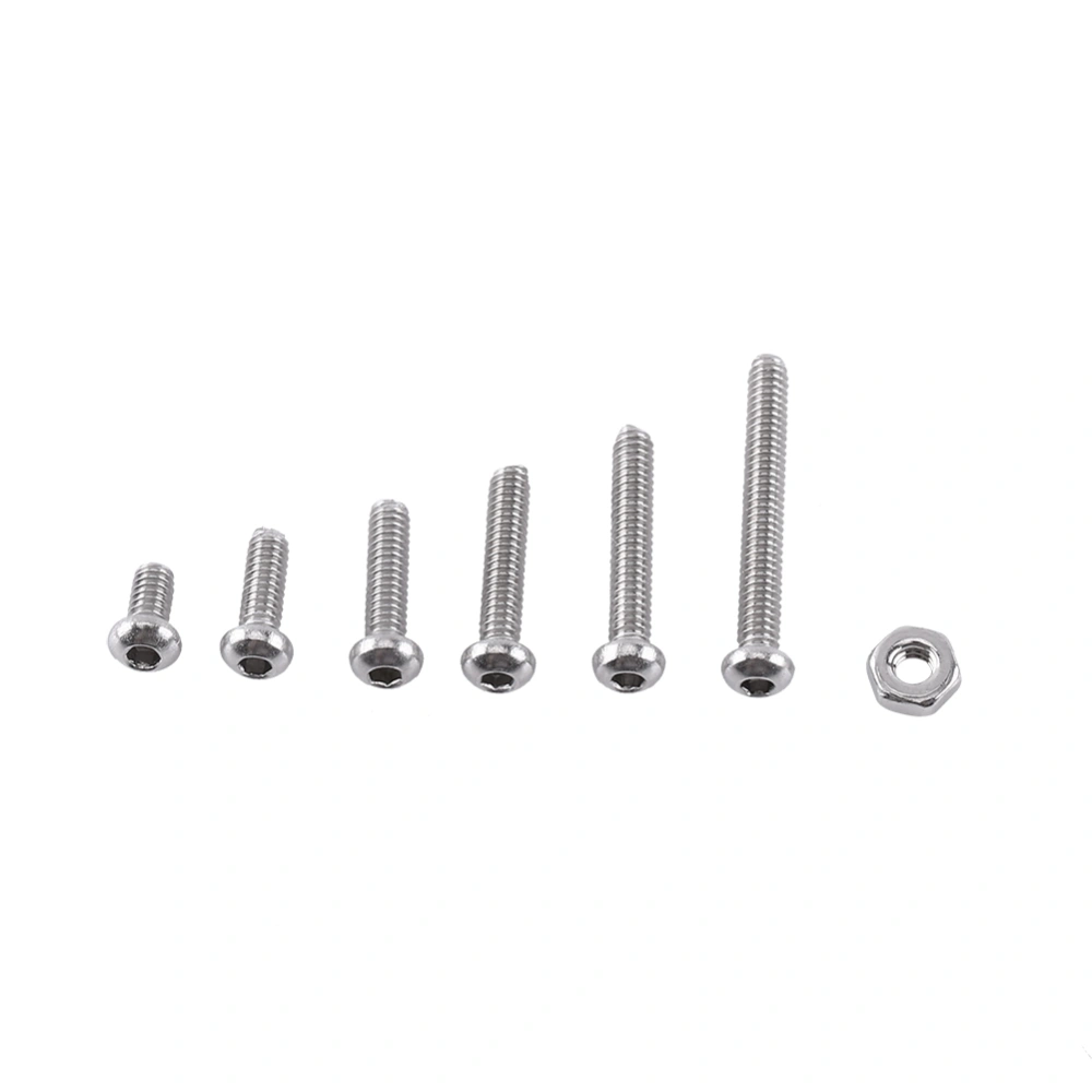 250pcs M2 Hex Socket Screws Bolt With Hex Nuts Assortment A2 Stainless Steel(Button head)