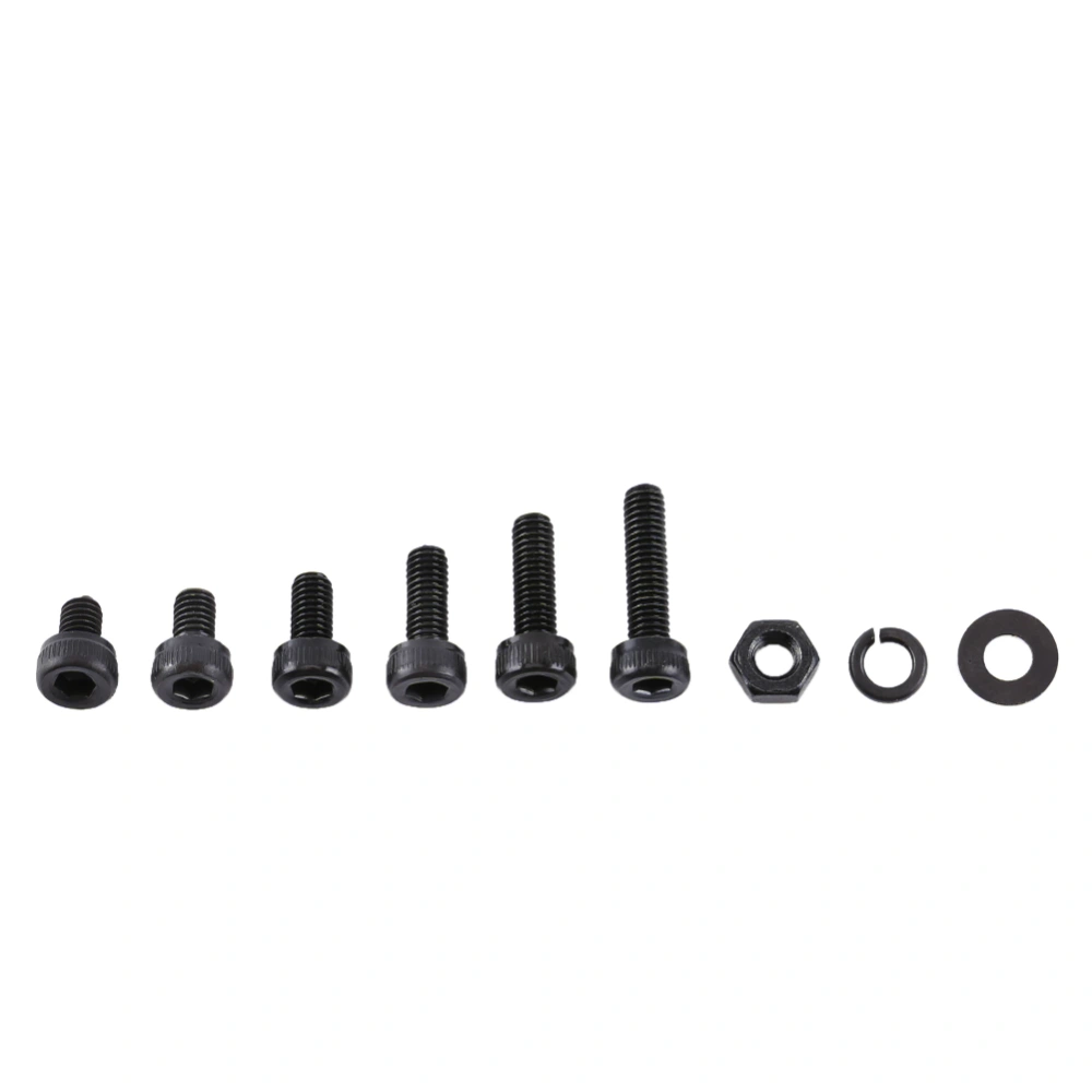 M3 Black Alloy Steel Hex Socket Screws Bolt With Hex Nuts Washers Assortment(Cap head)