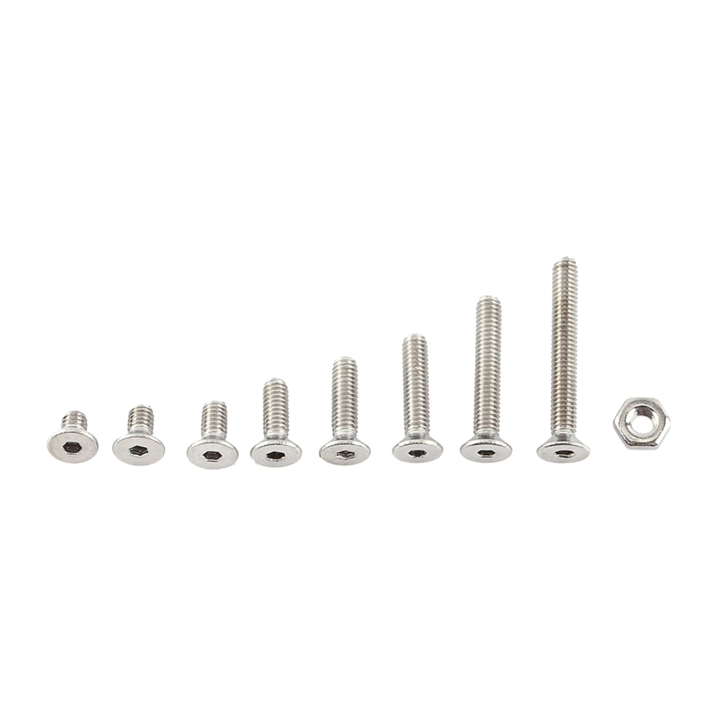 M2.5 A2 Stainless Steel Hex Socket Screws Bolt With Hex Nuts Assortted Set(Flat head)