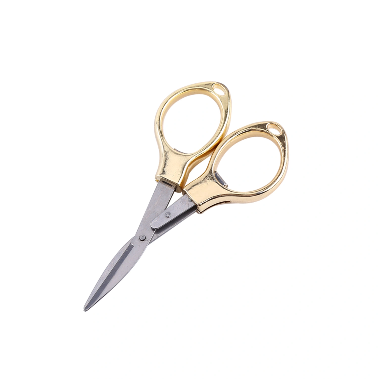 Mini Stainless Steel Folding Keychain Fishing Scissors Blister card package (gold)