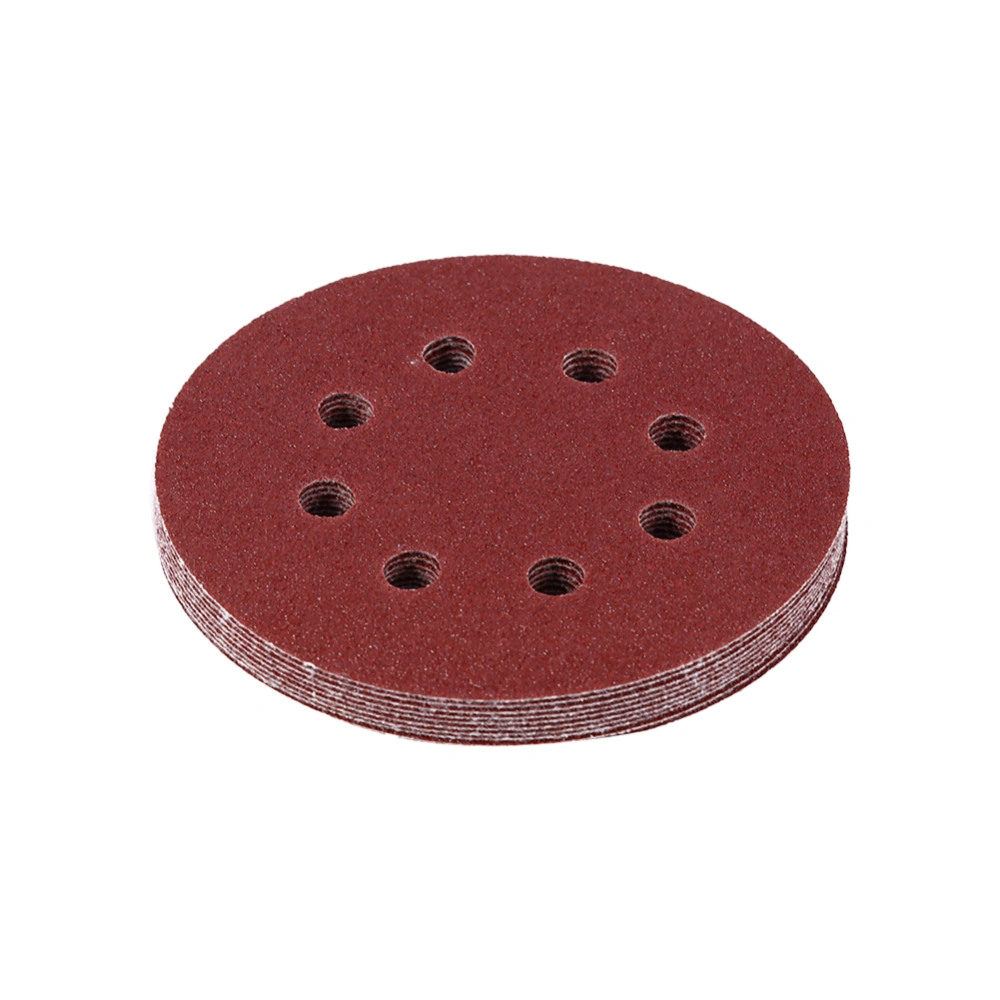 125mm Buffing Discs Red Sanding Discs 8 Hole Grit Sand Papers(80#)