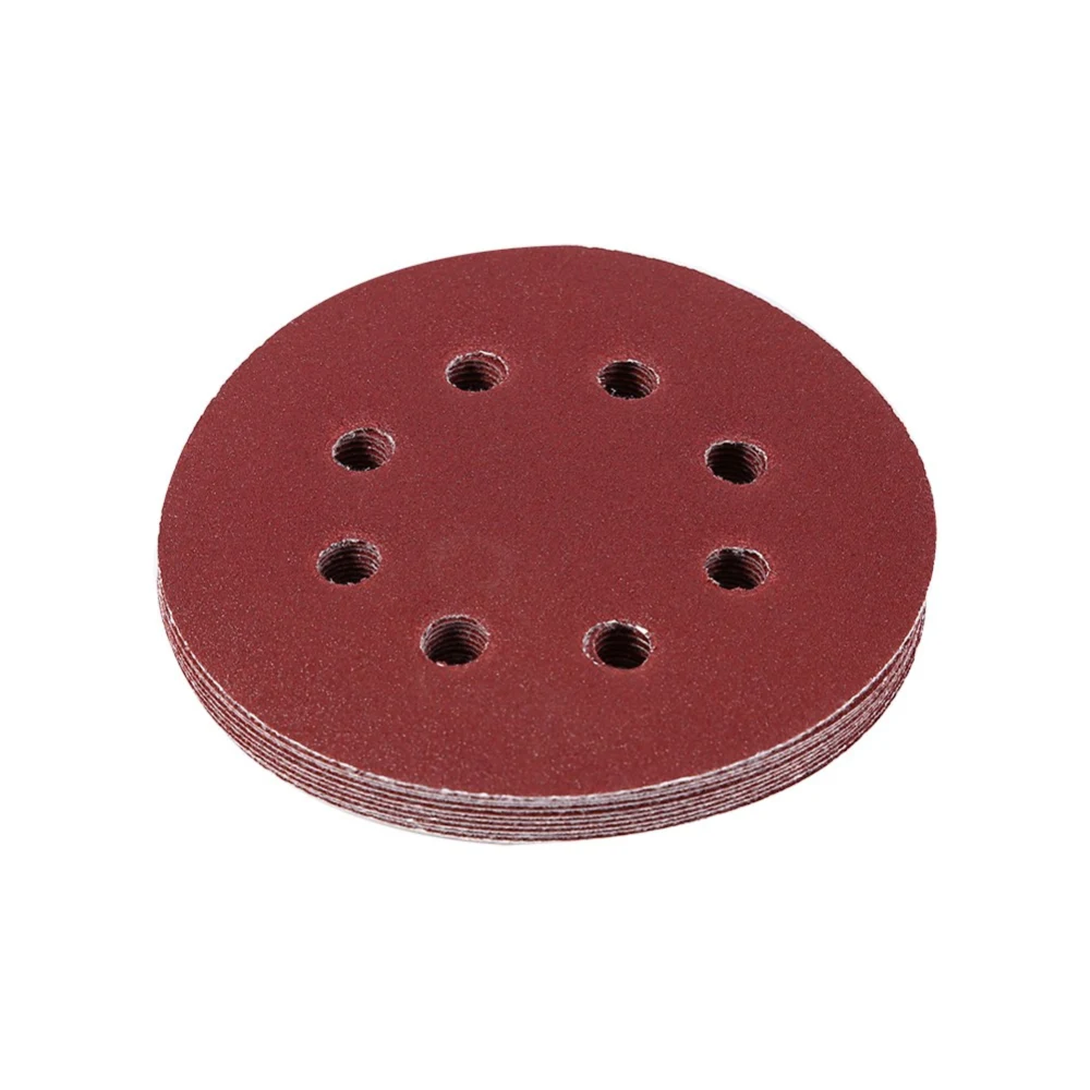 125mm Round Shape Red Grinding Discs 8 Hole Grit Sand Papers(120#)