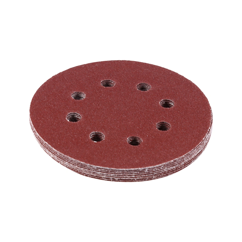 125mm Polishing Pads Red Sanding Discs 8 Hole Grit Sand Papers(100#)