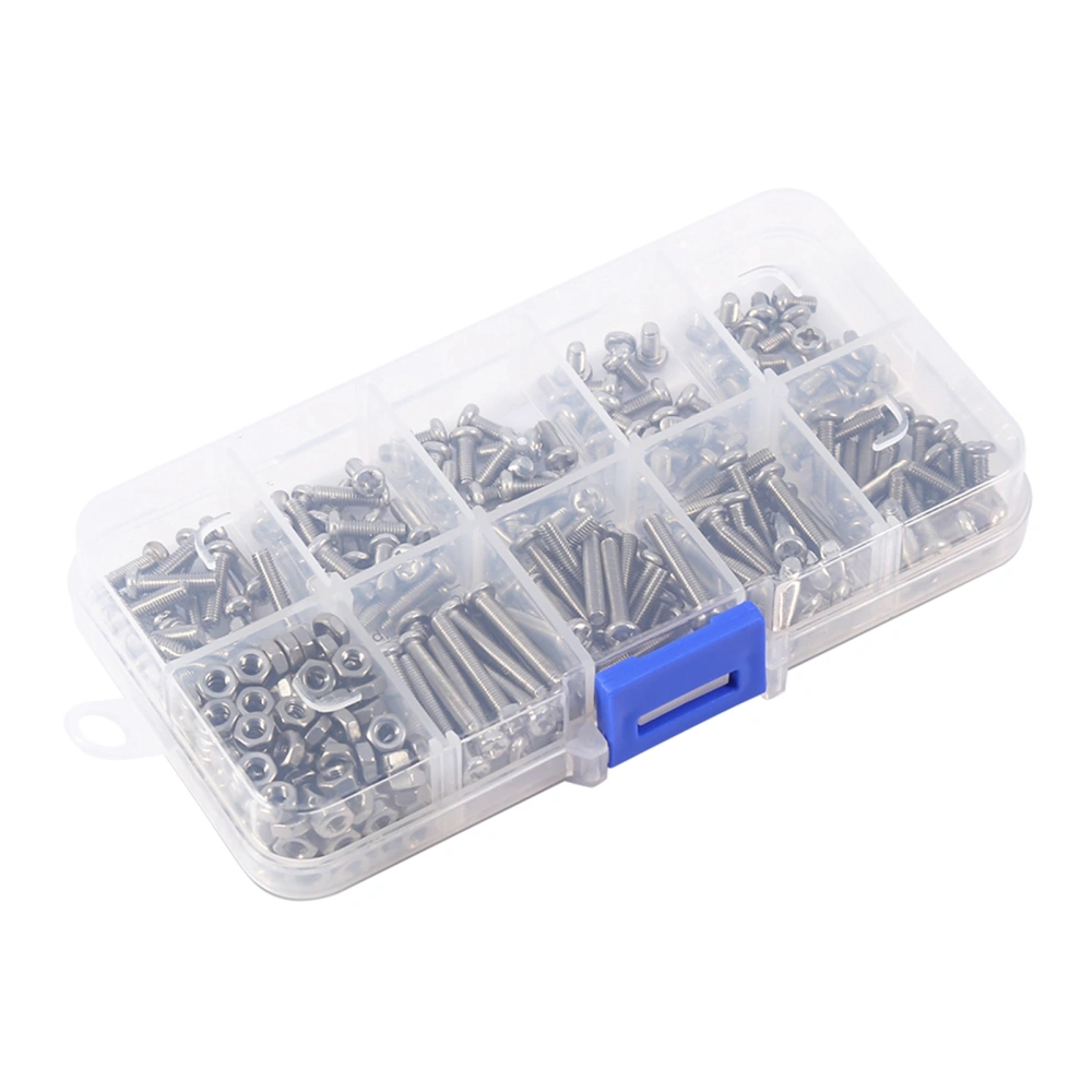 340pcs M3 Stainless Steel Screws and Nuts Assortment Kit Set Pan Head