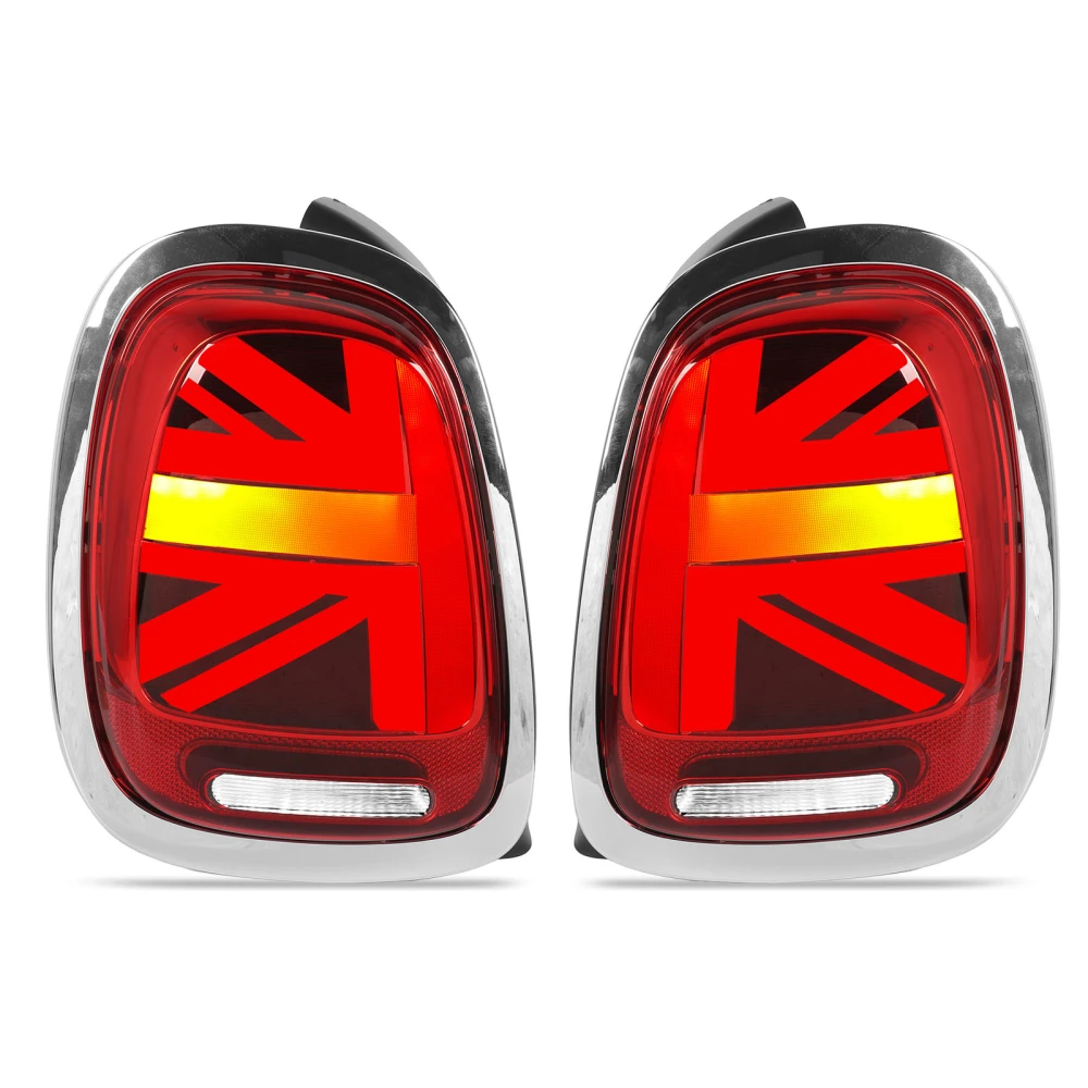 Full LED Union Jack Tail Lights With Sequential Turn Signal for Cooper S JCW F55 F56 F57 2014 to 2024 Red