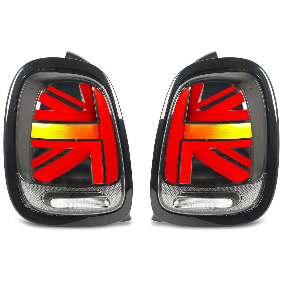 Full LED Union Jack Tail Lights with Sequential Turn Signal for Cooper F55 F56 F57 S JCW 2014 to 2024 Black White