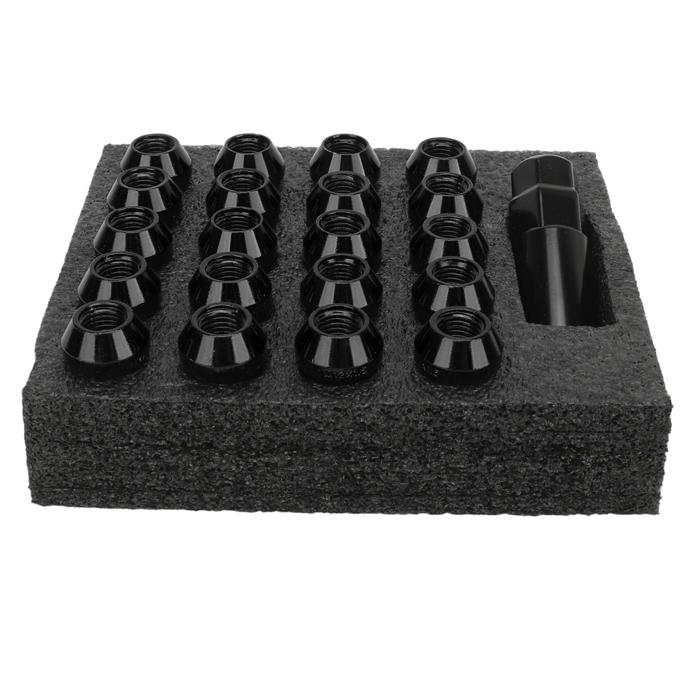 22PCS Tapered Lug Nuts with Nut Sleeve Key Alloy Steel Universal Forged Lock Nut Replacement for TOYOTA Black M12x1.5