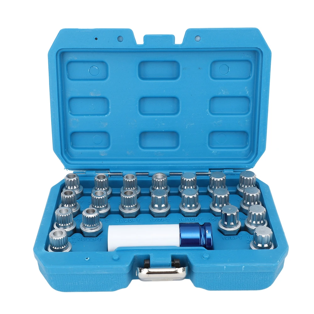 21pcs Wheel Lock Lug Nut Remover Tool Kit With 1/2in Drive Adapter Steel Chrome Plated 36 1 300 for R50 R52 R53