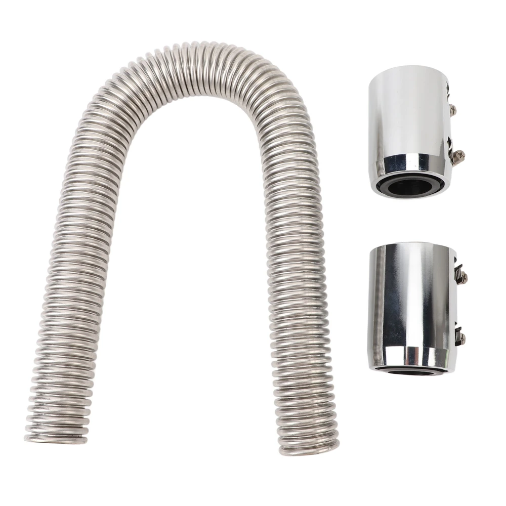 Radiator Hose 24in Stainless Steel Efficient Cooling Radiator Coolant Hose Kit for 1‑1/4in 1‑1/2in 1‑3/4in 1‑5/8in Radiator Neck Silver