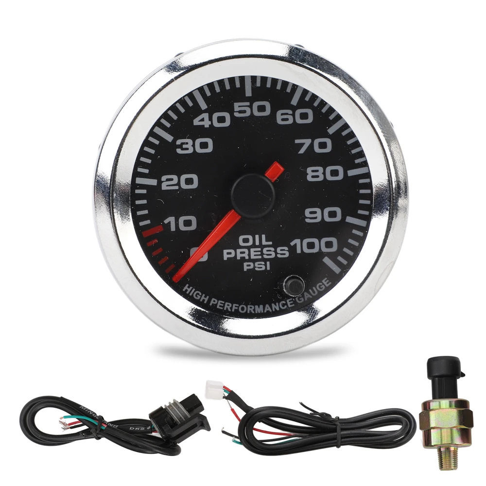 52mm Oil Pressure Gauge 12V 0‑100PSI High Accuracy Oil Pressure Meter With Stepper Motor for Car Rv Yacht