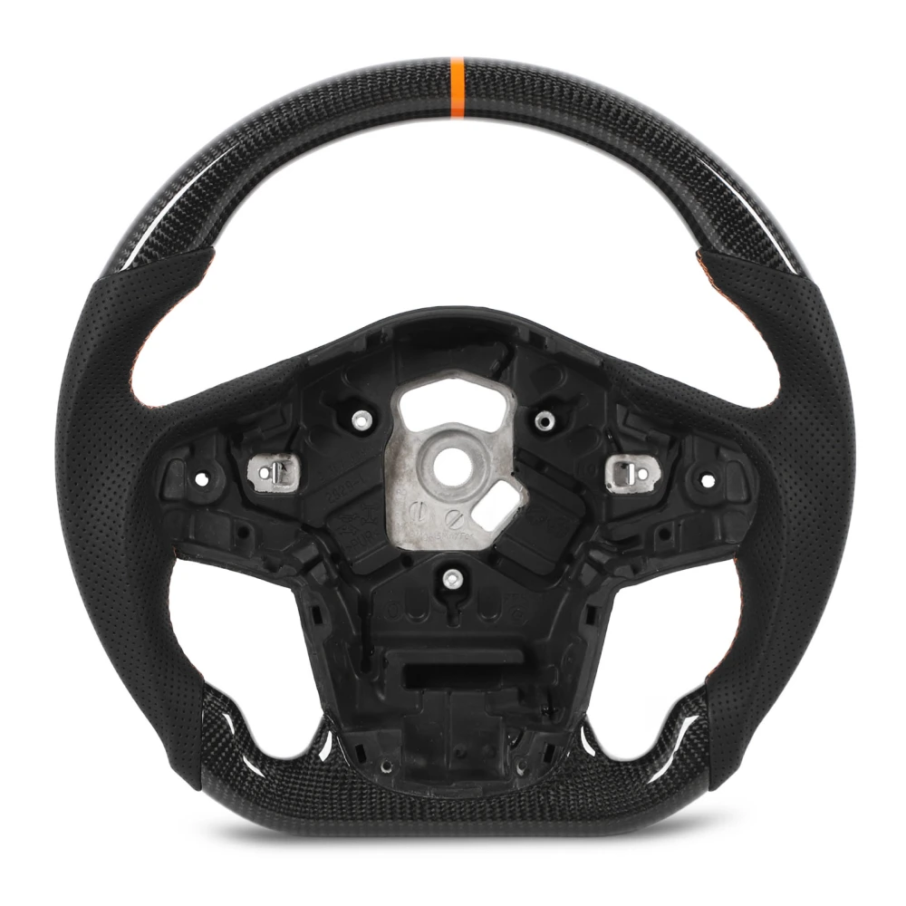 Carbon Fiber Steering Wheel Perforated Leather D Type Racing Design for GR Supra A90 J29 2020 to 2024