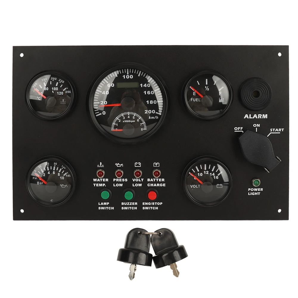 300 X 190mm Engine Gauge Cluster With Speedometer Fuel Level Water Oil Temperature Voltmeter 5 Gauge Panel for Boat Yachet RV