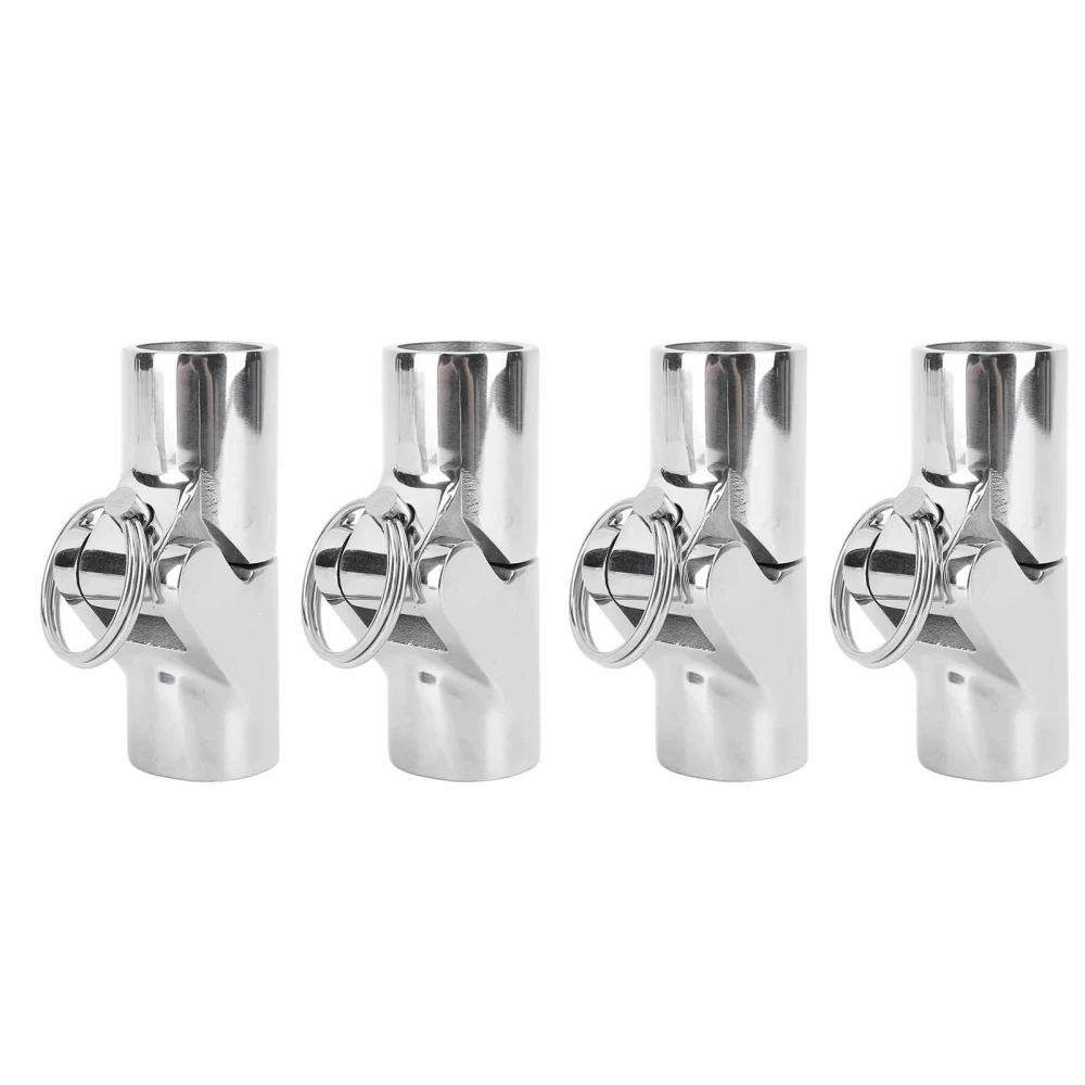 4pcs Boat Pipe Connector 22mm Stainless Steel Folding Swivel Tube Connector Hardware for Marine Yachet