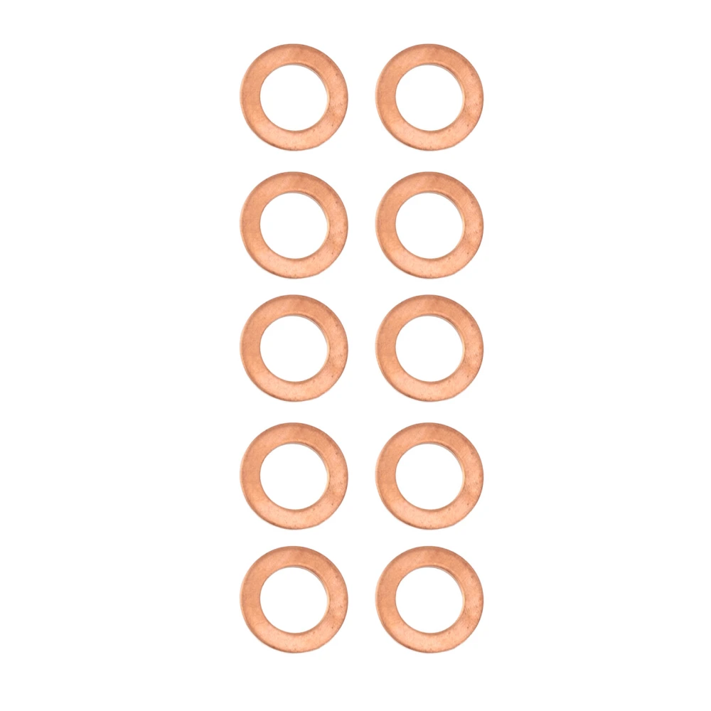 10Pcs M12 Copper Oil Drain Plug Washer Flat Sealing Gasket Ring Spacer for Oil Change